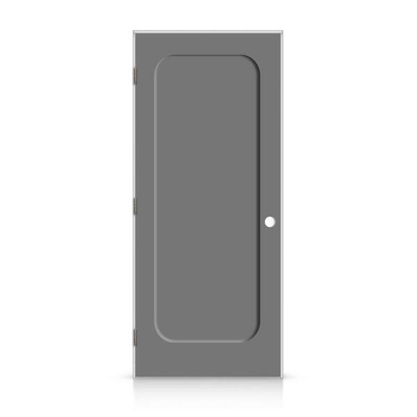 CALHOME 28 in. x 80 in. Right-Handed Curved 1 Panel Shaker Light Gray Painted Smooth Composite Single Prehung Interior Door