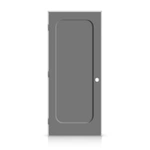 24 in. x 84 in. Right-Handed Curved 1 Panel Shaker Light Gray Painted Smooth Composite Single Prehung Interior Door