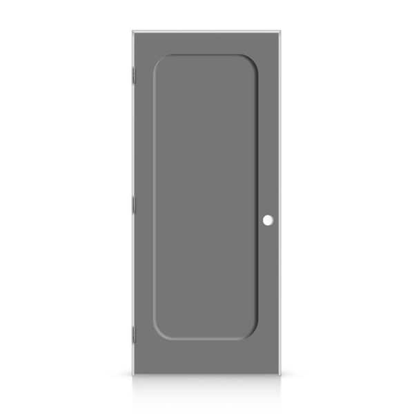 CALHOME 26 in. x 84 in. Right-Handed Curved 1 Panel Shaker Light Gray Painted Smooth Composite Single Prehung Interior Door