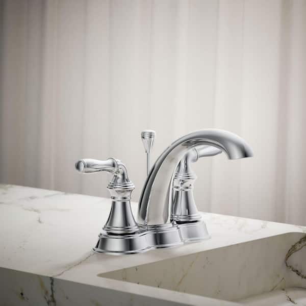 Devonshire 4 in. Centerset 2-Handle Mid-Arc Water-Saving Bathroom Faucet in Polished Chrome