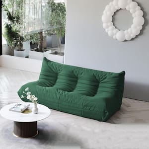 68.9 in. Teddy Velvet Anti-Skip Bean Bag 3-Seats Lazy Sofa Couch in Green