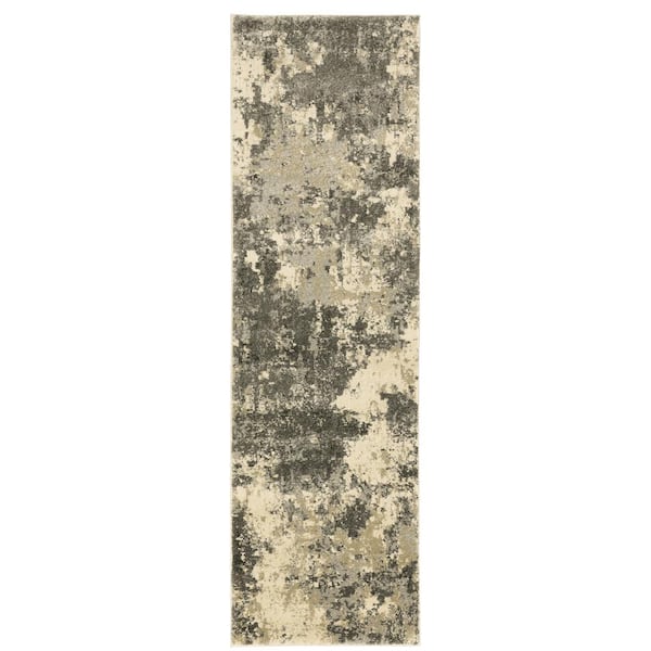 AVERLEY HOME Asbury Gray/Beige 2 ft. x 8 ft. Contemporary Abstract Polypropylene Indoor Runner Area Rug