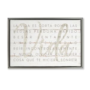 Life Is Inspirational by Jennifer Pugh Gray Floater Frame Typography Graphic Art Print 21 in. x 31 in.