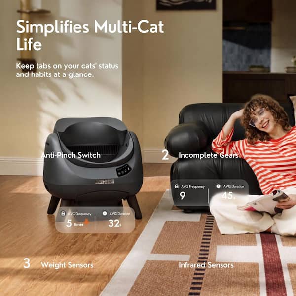 CATLINK Open-X White Open Top Automatic Self-Cleaning Litter Box
