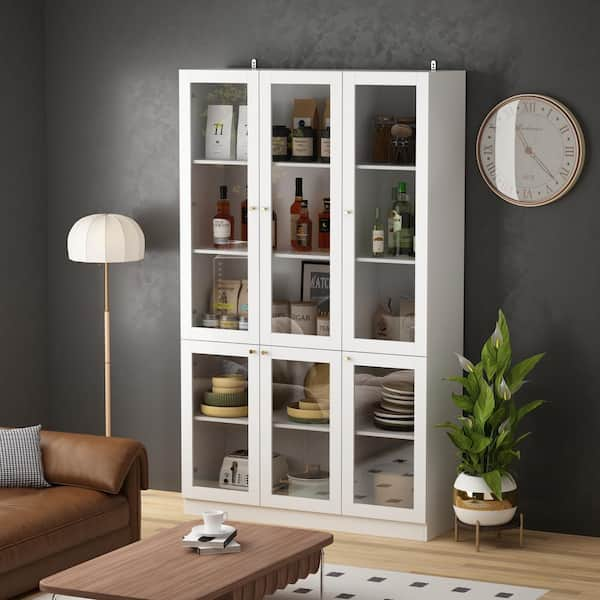 FUFU&GAGA White Wood Storage Cabinet With 3-Acrylic Door and 3-Drawer With  Large Storage Spaces For Living Room, Study, Kitchen KF260033-02-KPL - The  Home Depot