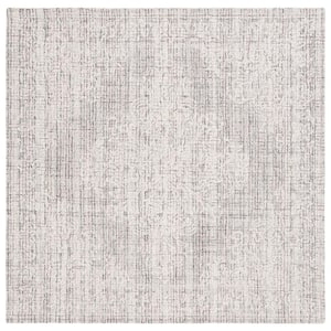 Ebony Brown/Ivory 6 ft. x 6 ft. Bordered Square Area Rug