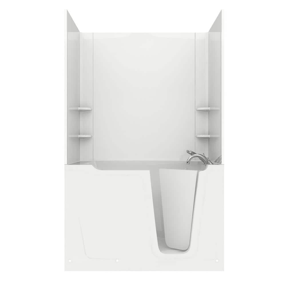 Rampart 5 ft. Walk-in Whirlpool and Air Bathtub with Flat Easy Up Adhesive Wall Surround in White price history on PriceWatchPro