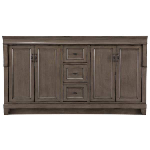 Home Decorators Collection Naples 60 in. W Bath Vanity Cabinet Only in Distressed Gray for Double Bowl