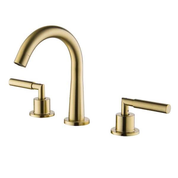 8 in. Widespread Dual Handle 3-Hole Bathroom Faucet 1. 2 gpm in Brushed Gold