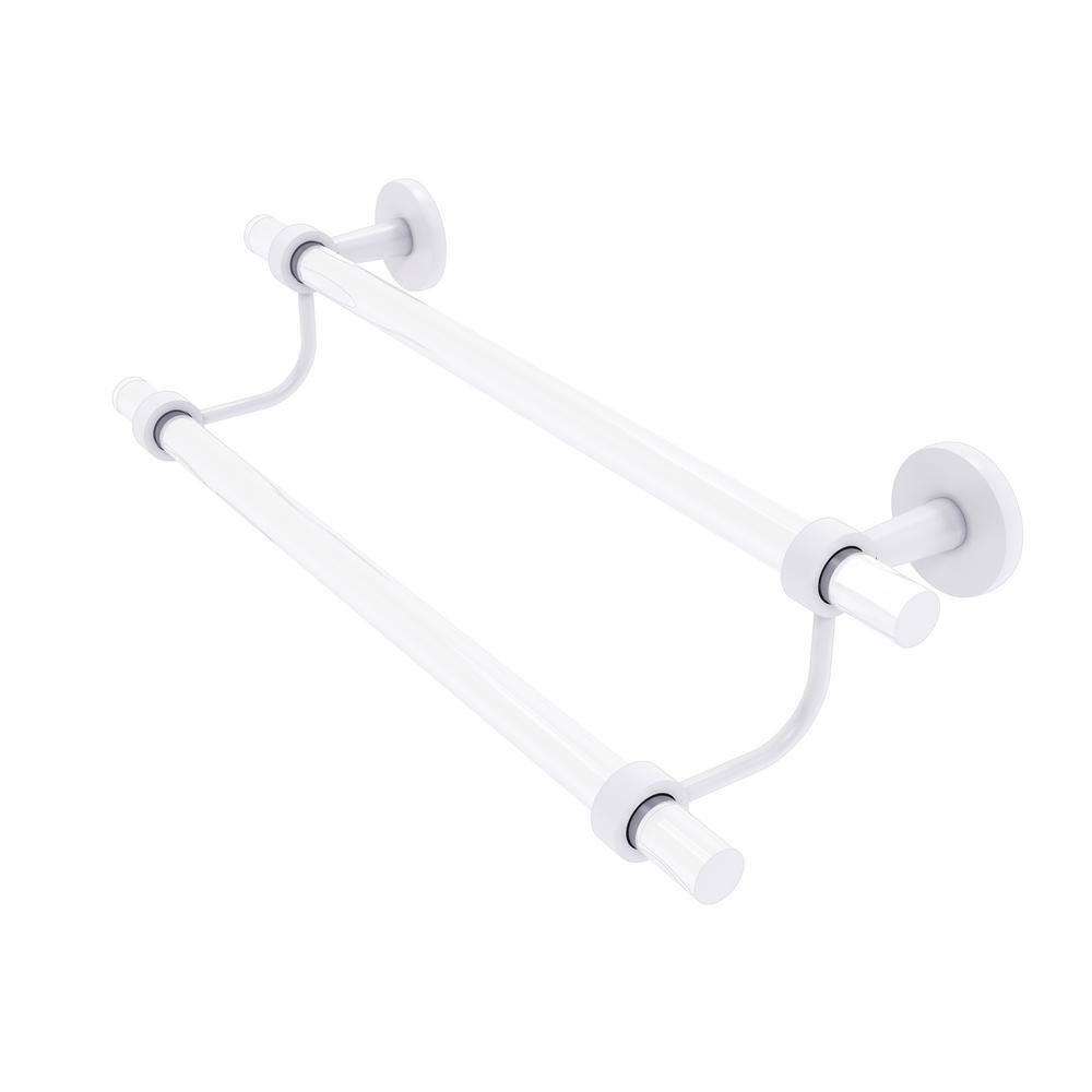 Matte White Brass and Acrylic Double Towel Bar