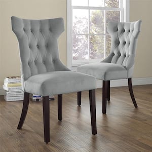 Clairborne Gray Microfiber Tufted Dining Chairs (Set of 2)