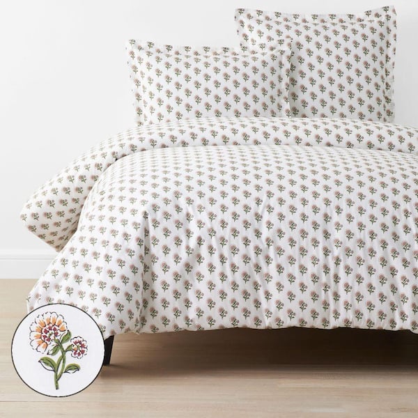 Company Cotton Suhana Garment Wash Orange Queen Cotton Percale Duvet Cover