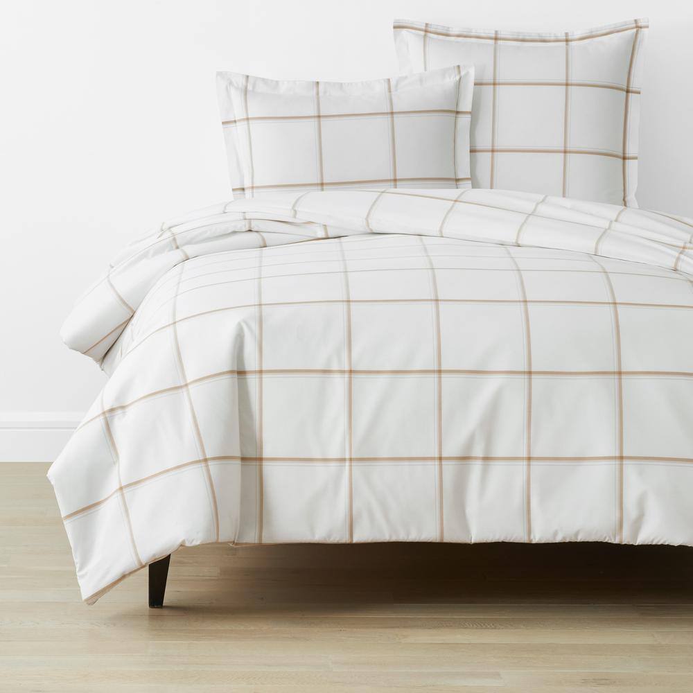 Window Pane Plaid T200 Yarn Dyed Wheat Full/Queen Cotton Percale Duvet Cover price history on PriceWatchPro