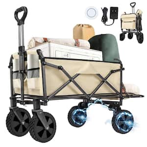White Electric Folding Utility Wagon with Remote Control, 93L Capacity, 300 lbs. Load