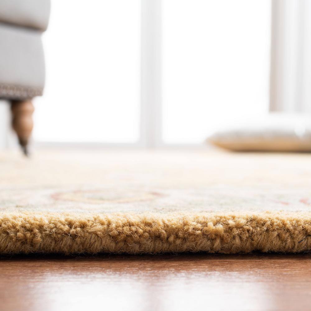 Antiquity Gold and Green Hand-Tufted Wool Runner Rug
