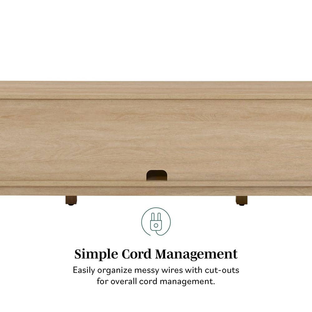 Coastal Oak 58 Inch TV Stand with Cabinet