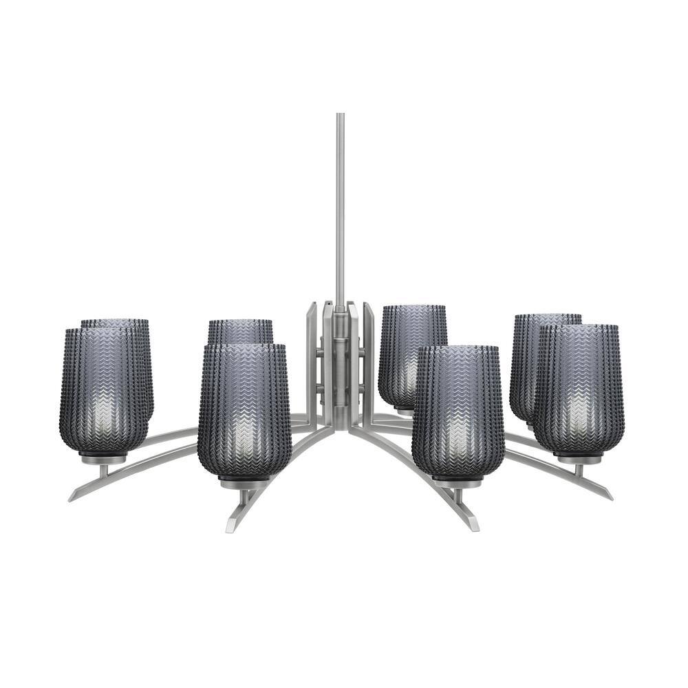 Siena 8-Light Graphite Chandelier, Round Chandelier with Smoke Glass Shades