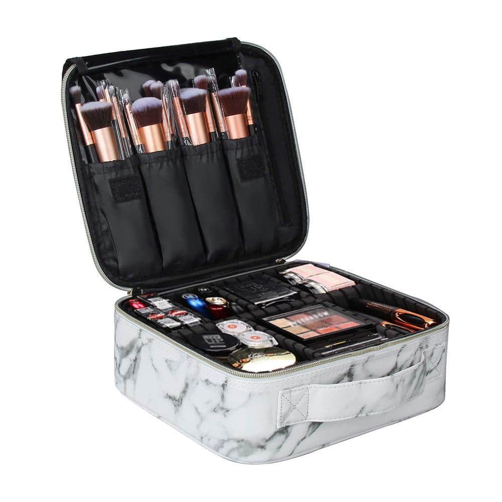 PU Leather Travel Makeup Cosmetic Case Bags Large Toiletry Bag Organizer, M
