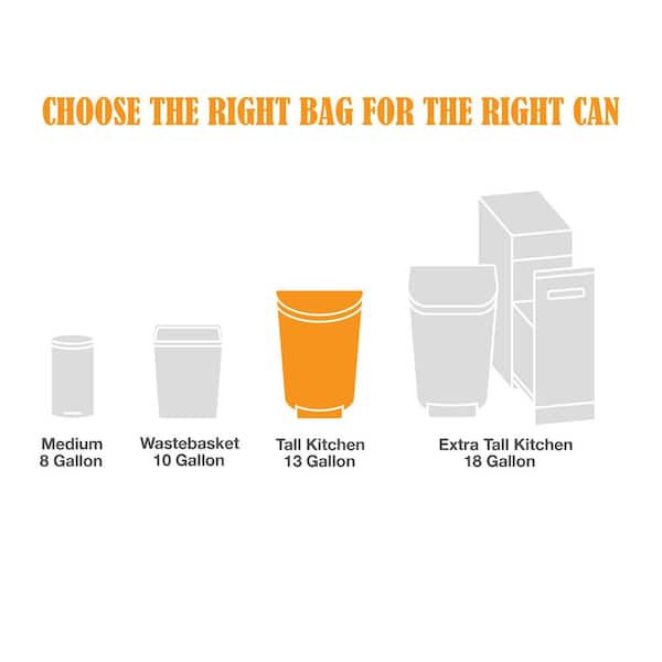 Trash Bags 13 Gallon Tall Kitchen Bags: 12-18 Gallon Trash Bags - 45 Kitchen Trash Bags per Box.