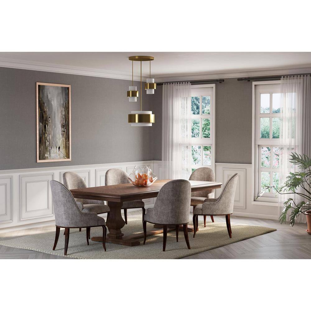 Silva Brushed Bronze 16" Drum Pendant Light with Glass Shade