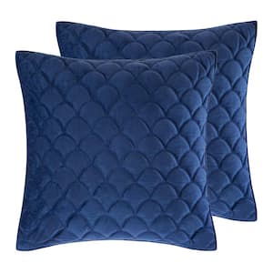 Navy Velvet Class Diamond Quilting Microfiber Euro Sham - (Set of 2)