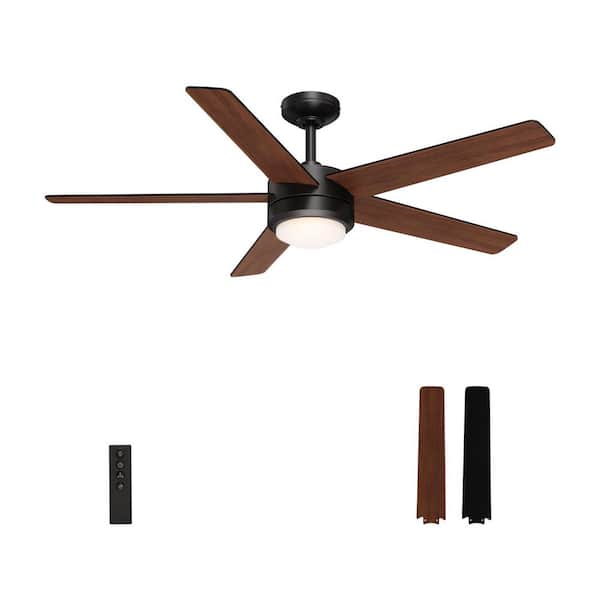 Loft 52 in. Indoor Morden Matte Black Ceiling Fan with Integrated LED Light and Remote Included
