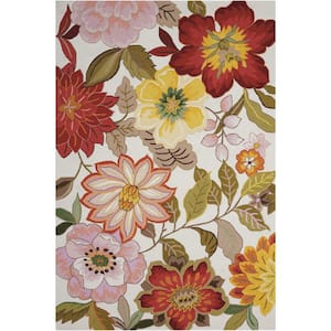 Spring Blossom Ivory 5 ft. x 8 ft. Floral Contemporary Area Rug