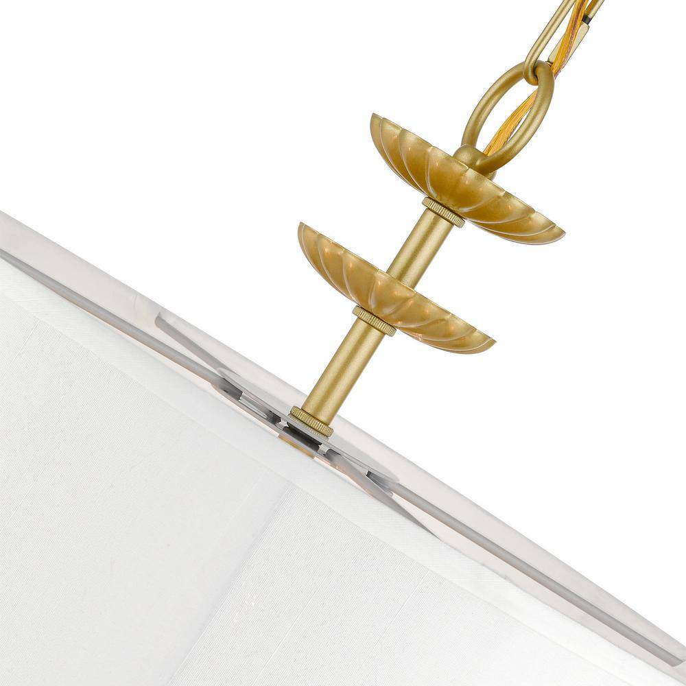 Mini Soft Gold Brass Drum Pendant Chandelier with Off-White Shade