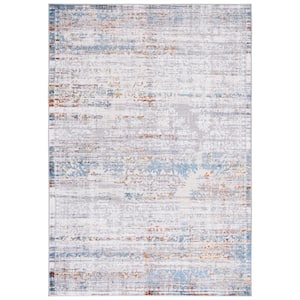 Amelia Gray/Blue Gold 8 ft. x 10 ft. Distressed Floral Area Rug