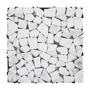 White Deck Pebble 12 in. x 12 in. Outdoor Patio Flooring Recycled Glass Interlocking Mosaic Floor Tile (4 sq. ft./Case)