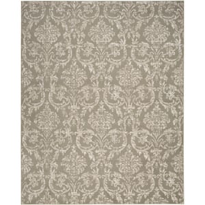 Jubilant Olive 8 ft. x 10 ft. Damask Transitional Area Rug