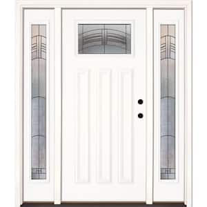 63.5 in. x 81.625 in. Rochester Patina Craftsman Unfinished Smooth Left-Hand Fiberglass Prehung Front Door w/Sidelites