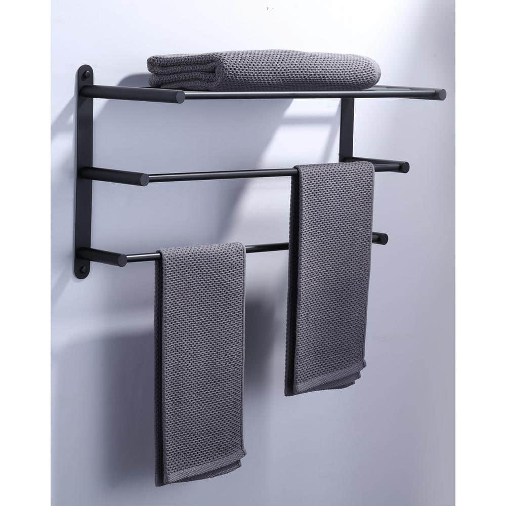 Matte Black Stainless Steel Wall Mounted Towel Rack