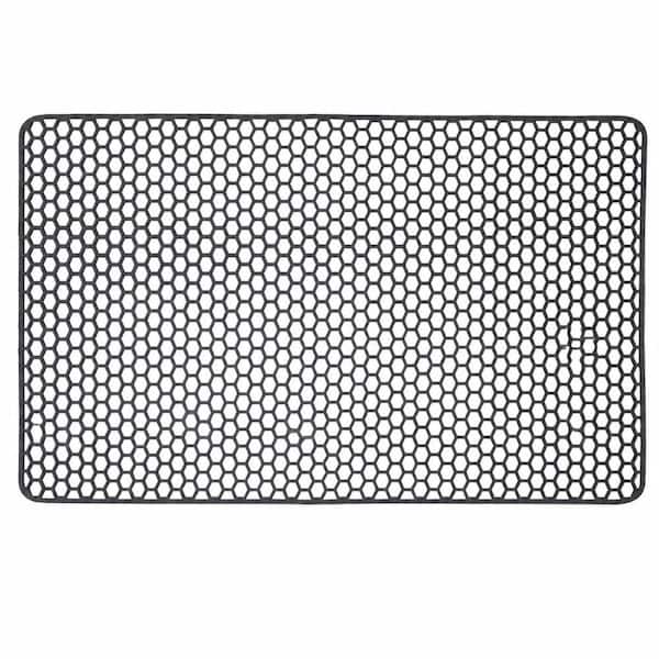 28.3 x 15.7 in. Gray Silicone Sink Mat with DIY Drain Holes, Non-Slip Heat-Resistant Kitchen Sink Liner