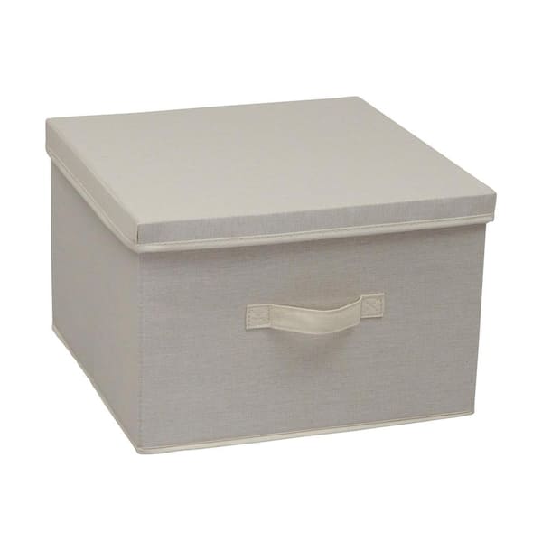 HOUSEHOLD ESSENTIALS 10-Gal. Square KD Storage Box with Lid in Natural