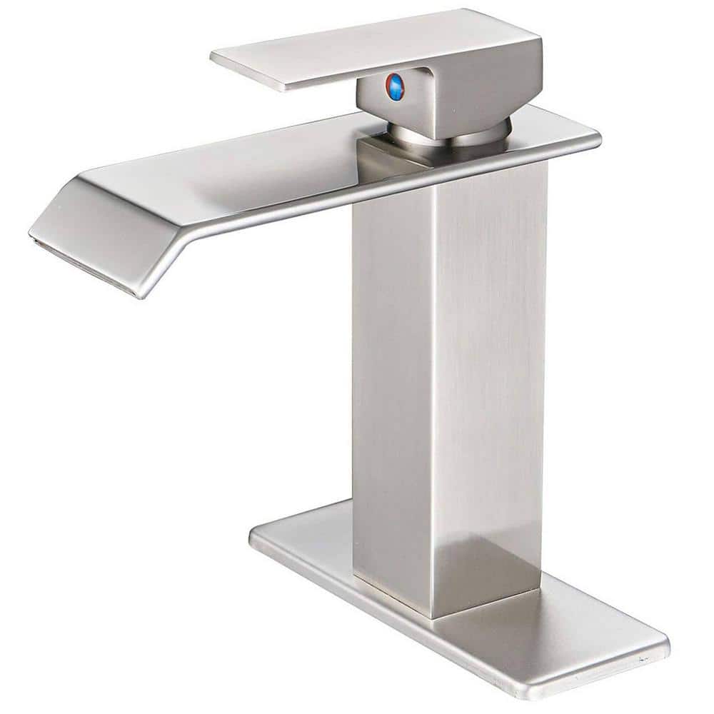 Single Handle Single Hole Bathroom Faucet with Deckplate Modern Brass Water