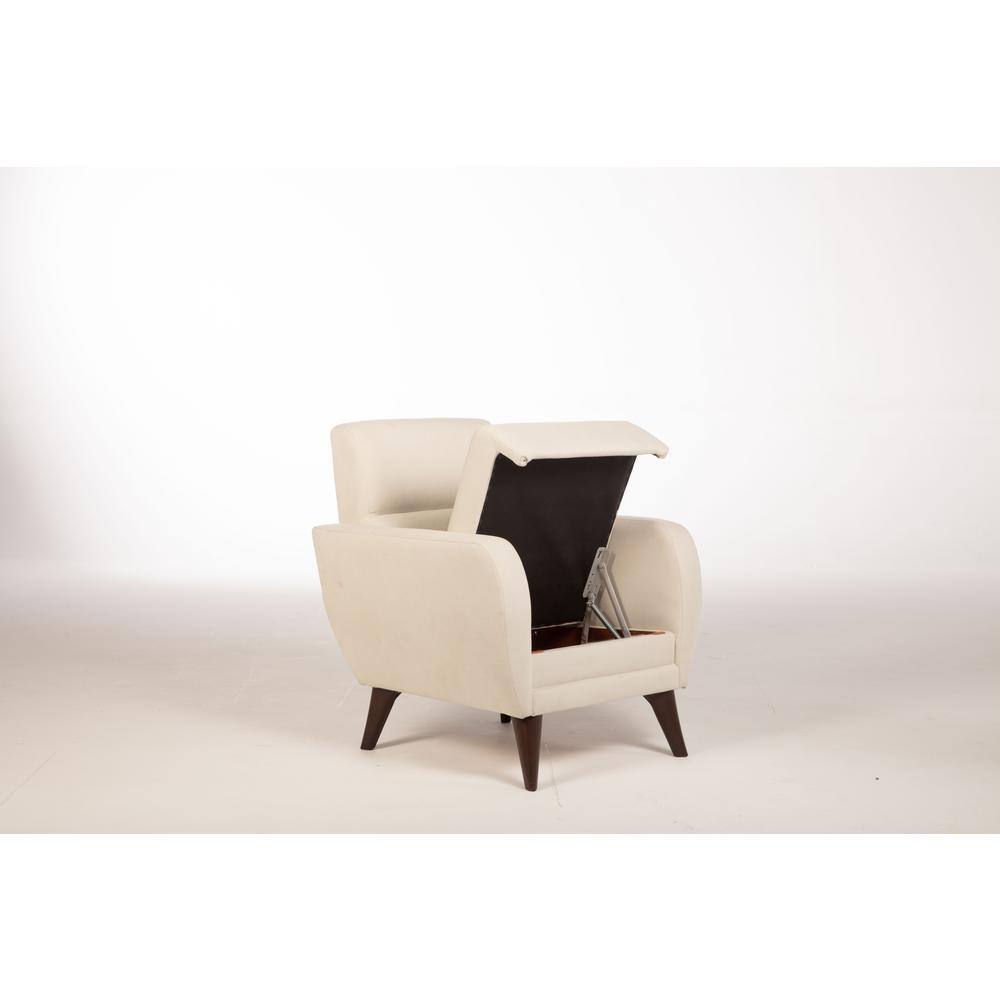 Lugano Mid-Century Modern Beige Accent Chair with Storage