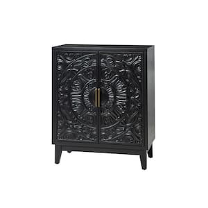 Erendira Black 30 in. Wood Accent Cabinet with Hidden Drawer