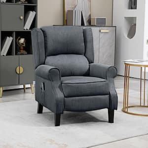 Massage Recliner Sofa Gray Polyester Massage Arm Chair with Heat, Linen Fabric Push Back Accent Chair (Set of 1)