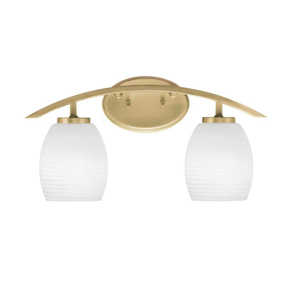 Siena 18.25 in. 2-Light Vanity Light New Age Brass with 5 in. White Linen G