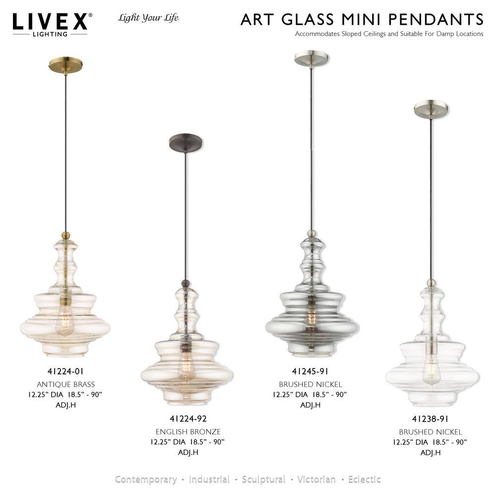 Champagne Glass Mini Pendant with Antique Brass Finish