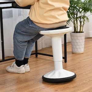 23 in. White Backless Plastic Wobble Chair Active Learning Stool Flexible Seating Stool for School