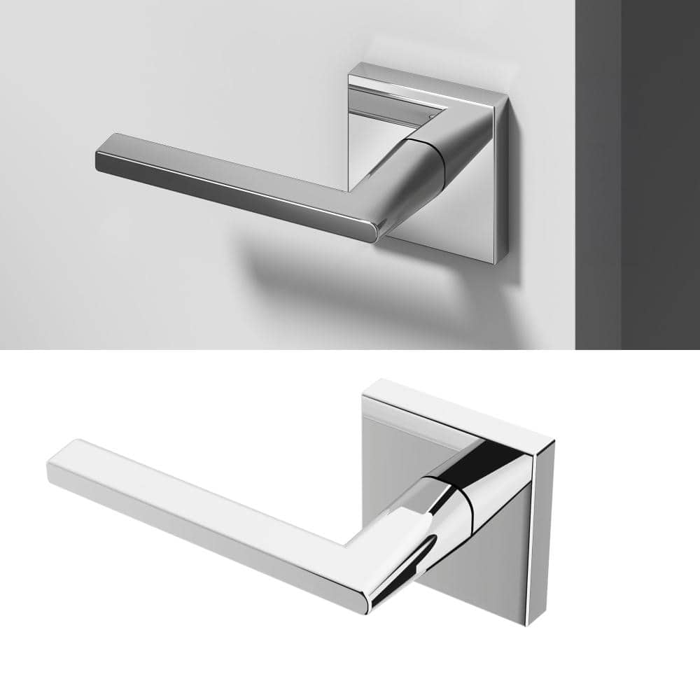 Okun Quadra Metal Chrome Dummy Door Handle with Square Rosette