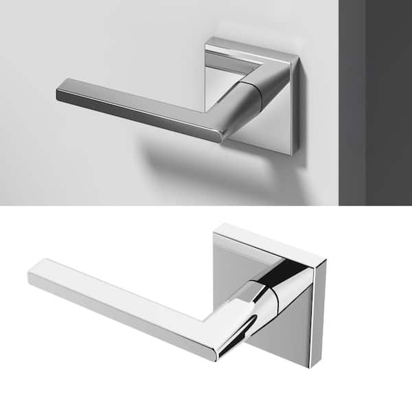 Okun Quadra Metal Chrome Dummy Door Handle with Square Rosette 2