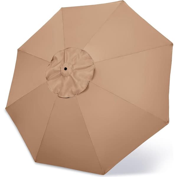 ATENGNES 9 ft. Patio Outdoor Table Market Yard Umbrella Replacement Top Cover Canopy with 8-Ribs Tan