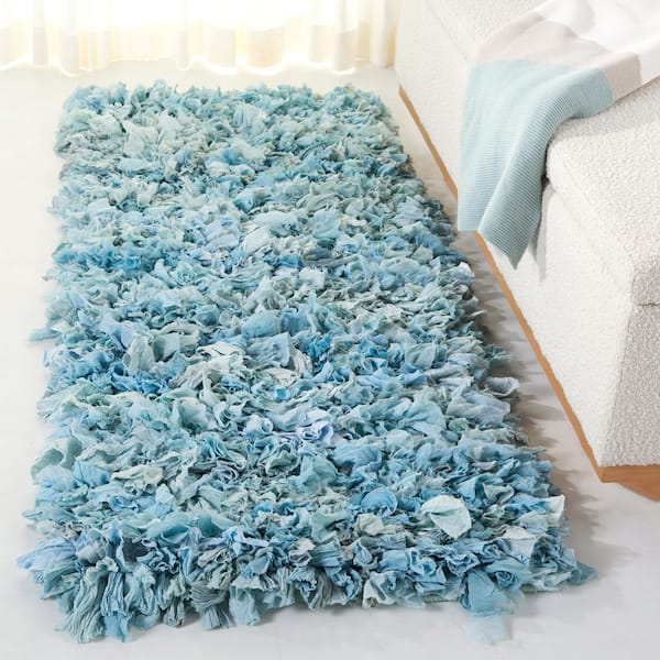 Rio Shag 2 ft. x 6 ft. Sky Solid Color Gradient Runner Rug
