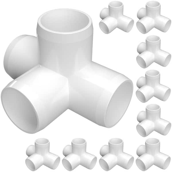 1/2 in. Furniture Grade PVC 4-Way Tee in White (10-Pack)