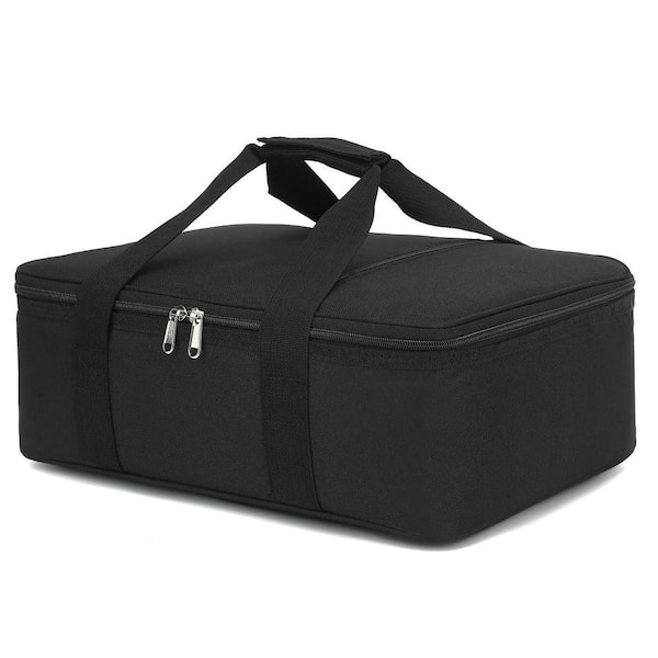 Black Insulated Casserole Carrier Portable Hot and Cold Food Tote Thermal Bag with Handles for Parties Picnics
