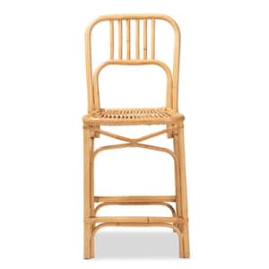 Ivora 39.75 in. Natural Low Back Rattan Counter Height Bar Stool