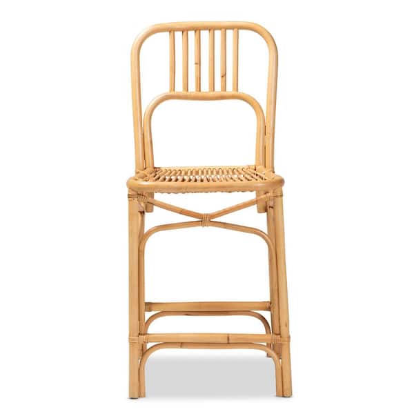 bali & pari Ivora 39.75 in. Natural Low Back Rattan Counter Height Bar Stool